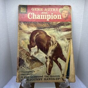 VTG GENE AUTRY AND CHAMION #116 1957 DELL GOLDEN AGE WESTERN COMIC PAINTED COVER